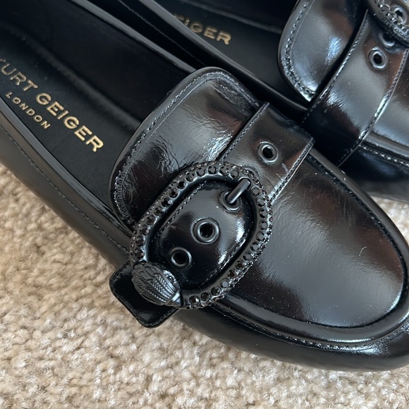 Kurt Geiger Mayfair leather black loafer rhinestone buckle eagle shoe size 36 6 - Picture 6 of 8